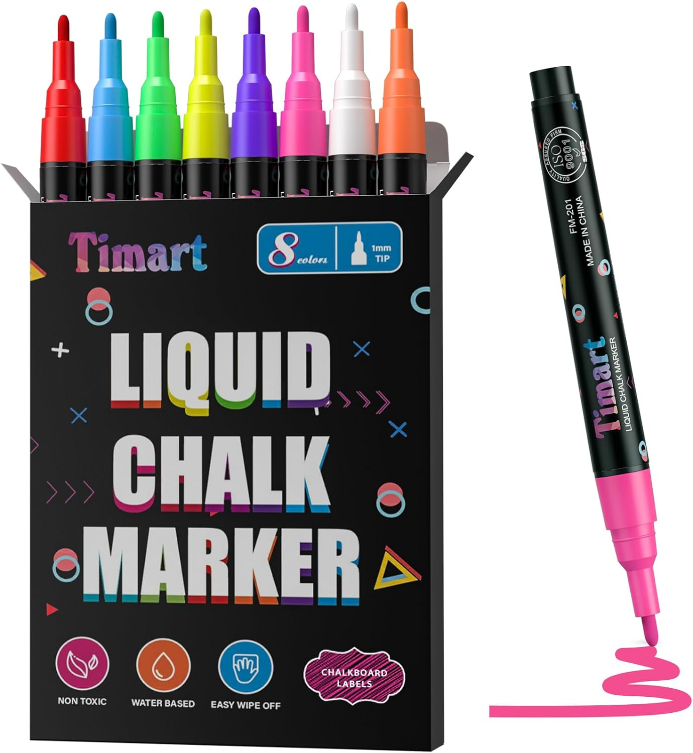 Extra Fine Tip Chalk Markers (8 Pack 1Mm Point), Liquid Chalk Pens - Dry Erase M