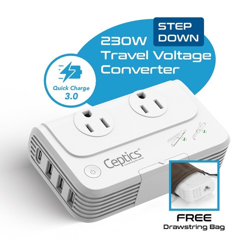 Ceptics European Travel Voltage Converter Step Down World Power Plug - Picture 5 of 15