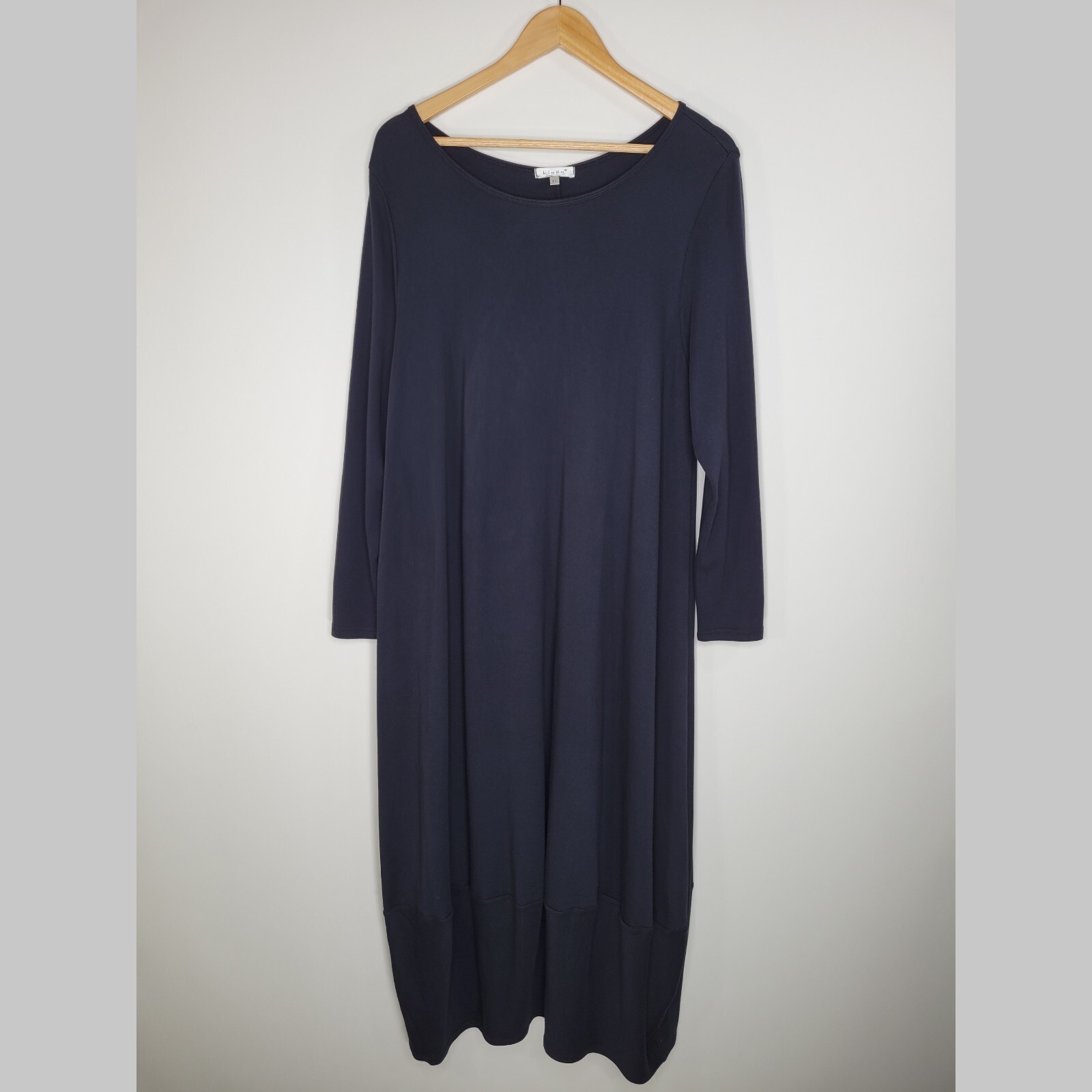 KLEEN Black Maxi Dress Size XL Cotton Modal Long Sleeve Lagenlook