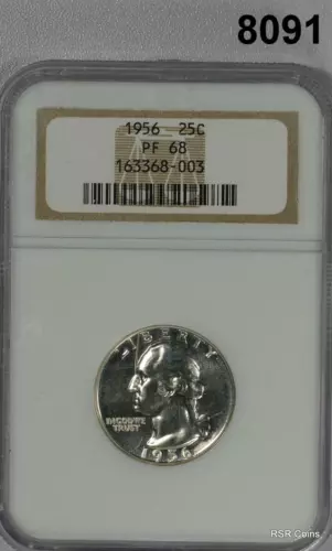 1956 WASHINGTON QUARTER NGC CERTIFIED PF68 #8091