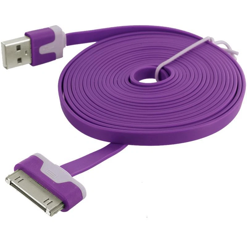 плоская лапша usb данных синхронизации зарядный кабель для iphone 4 4s 3g 3gs iPod 1 2 classic - Изображение 4 из 4