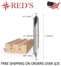 REDS Solid Carbide PRO RC3100404C 1/4" Double V-groove 60° 90 degree  router bit