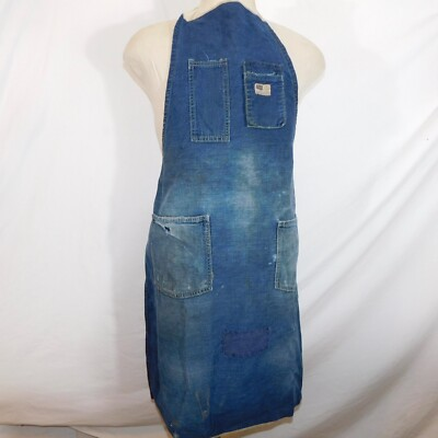 #ad #ad Vtg 50s Sears Roebuck Denim Apron Selvedge Workwear Union Made USA Sanforized B $78.00