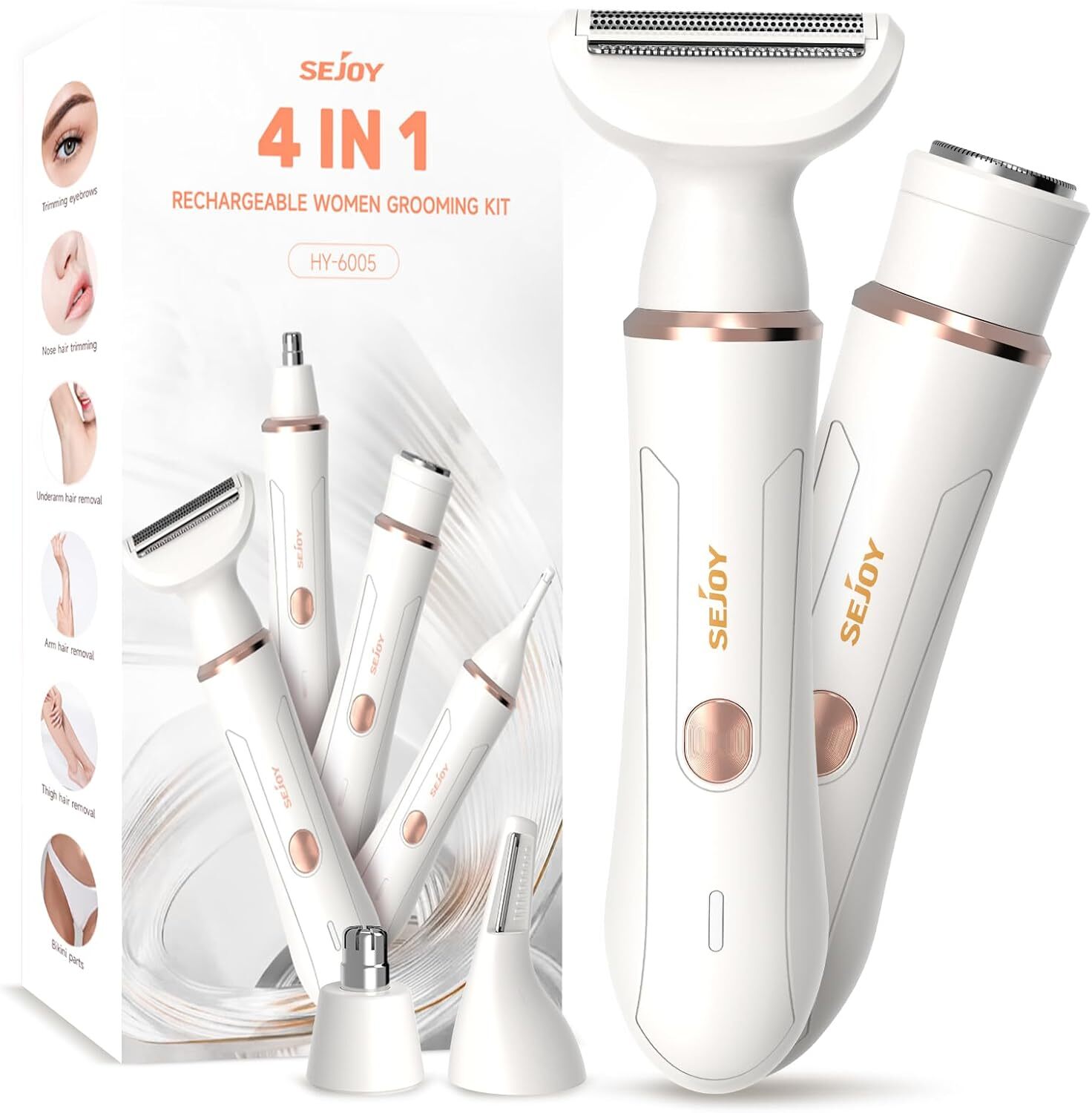 SEJOY 4-in-1 Electric Hair Trimmer Kit for Body Nose Eyebrows Wet Dry Use Men Women US