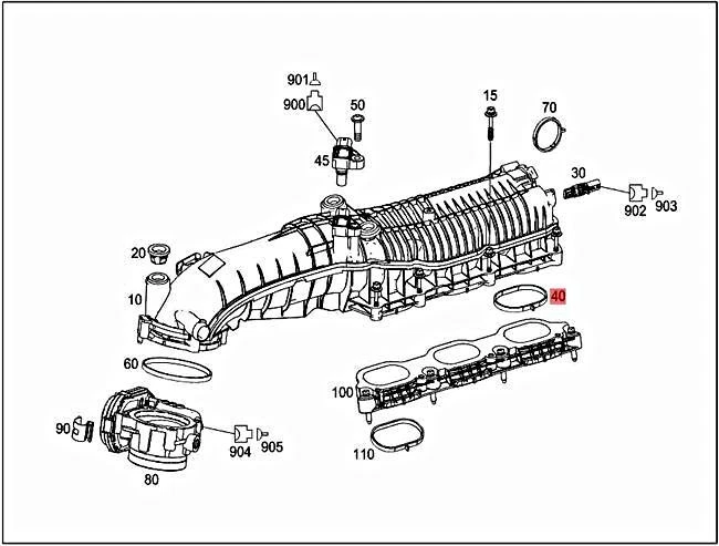 Genuine MERCEDES At charge air distributor line Flange gasket 
