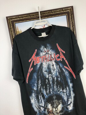 Vintage 90's Metallica Demon Black Shirt Metal Tee Over Print Mens
