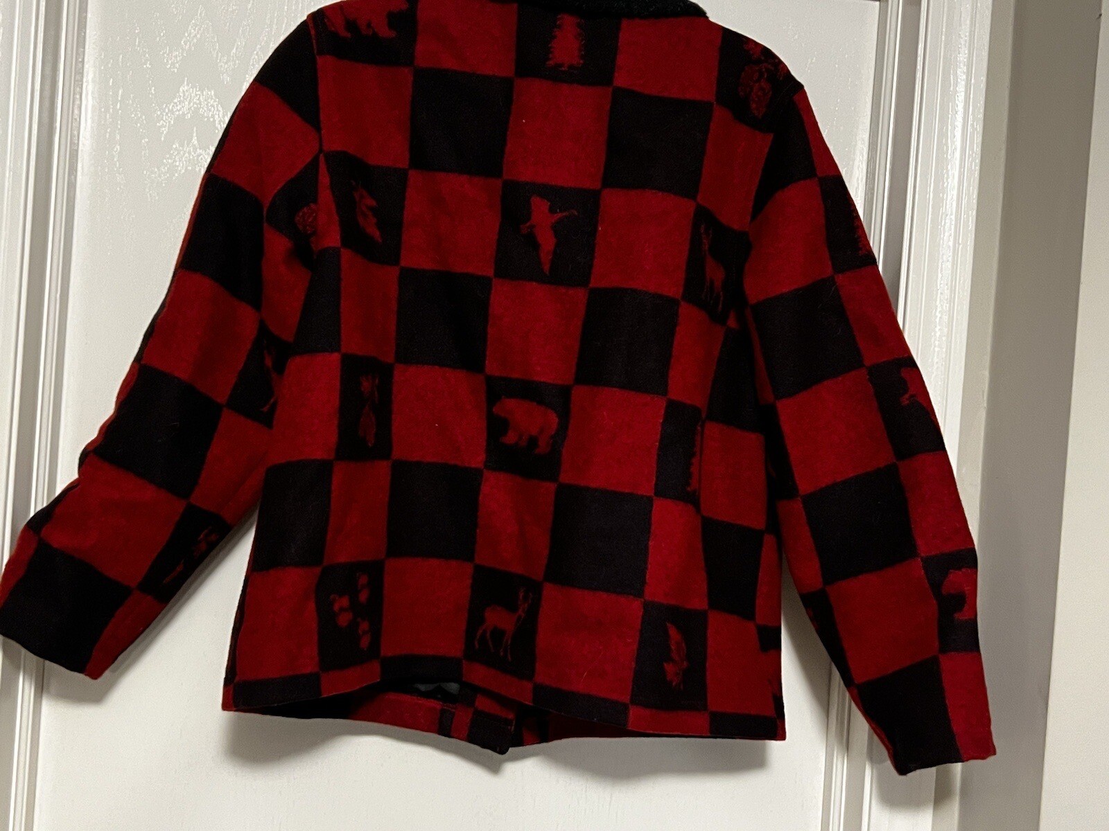 Pendleton Wool Jacket Red & Black Checkered Large - image 9