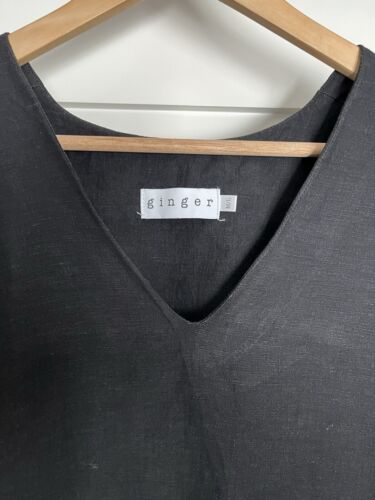 Ginger Linen Caftan / Dress - Black - Dolman Sleeve - Size M/L - Picture 2 of 8