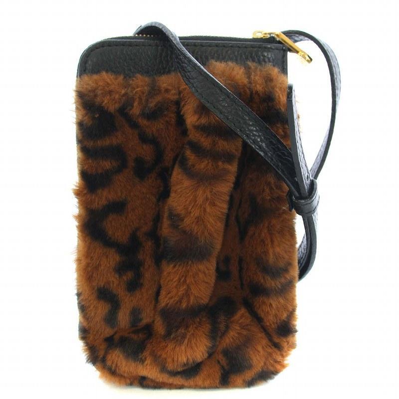 Viola Doro Eco Fur Pocket Wallet Shoulder Bag Cowhide Animal Print 
