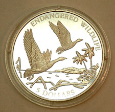Bahamas $5 1994 Proof Silver 1oz Cartibian Whistling Geese Endangered Wildlife WWF 40.82 per troy oz