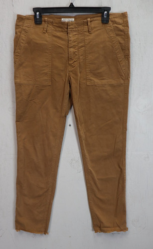 Nili Lotan Shon Cotton Pant Tan Brown Barrel Let Utility Size 8 80NL 111/88 Raw