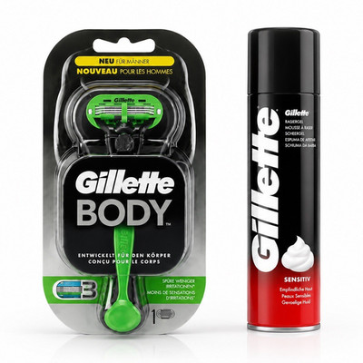Gillette Body Patronenrasierer Herren Körper 3 Klingen 1 Patrone Grün/Schwarz