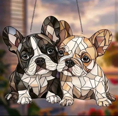 2D Acryl schöne Französische Bulldogge Sonnenfänger Frenchies Ornament Geschenk