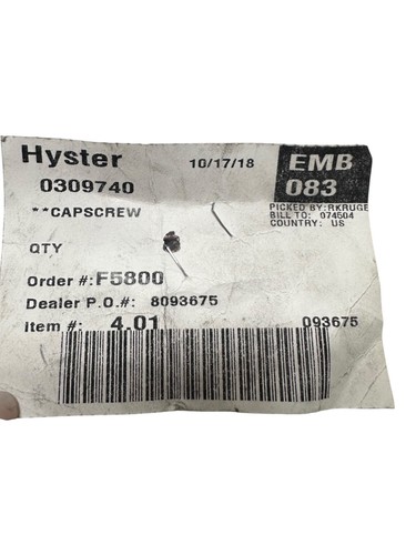 Capscrew Hyster 0309740, 309740 nuovo originale 🔥spedizione veloce🔥 - Foto 3 di 3