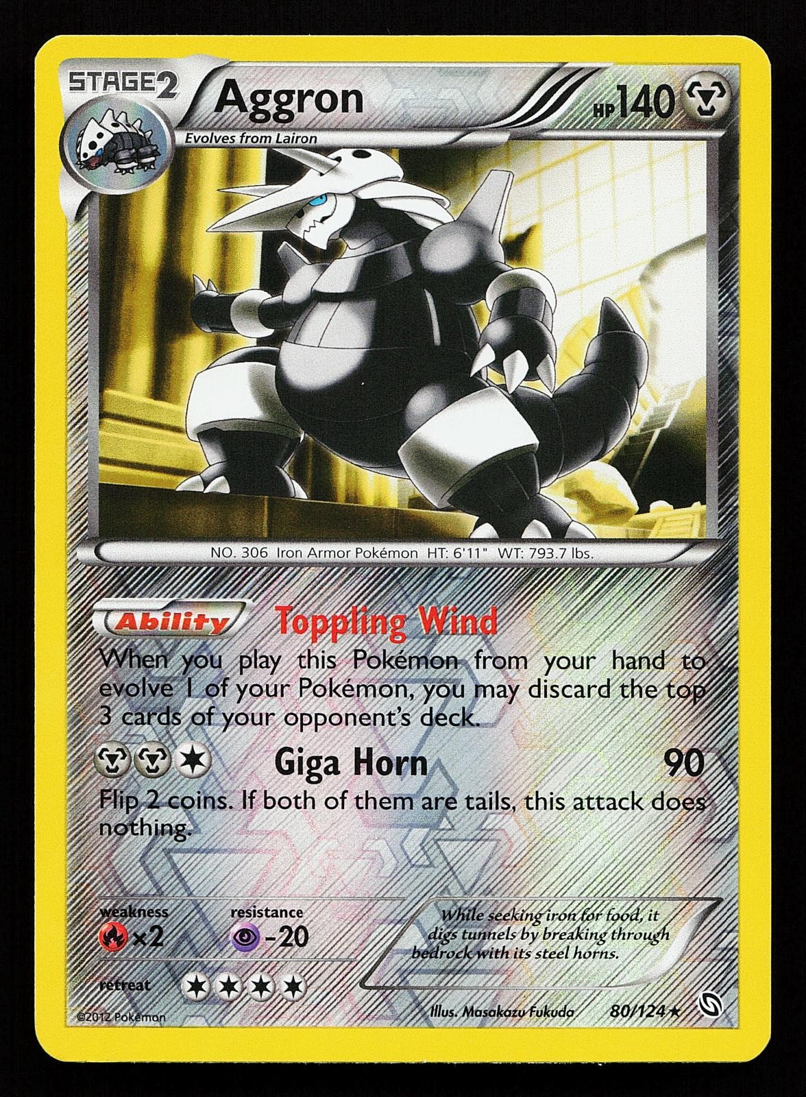 Aggron 80/124 Reverse Holo Rare Dragons Exalted Pokemon Card
