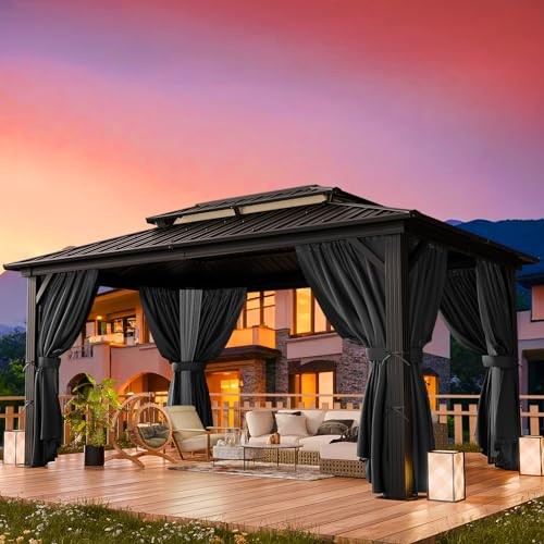 10x12 Hardtop Gazebo with Heavy Duty Galvanized Steel Double Roof, Aluminum - Picture 2 of 7