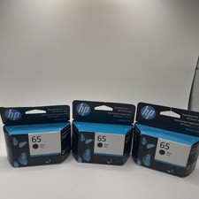 3 Pack - HP 65 Black Ink Cartridge N9K02AN - Exp Date May 2027 - New & Sealed