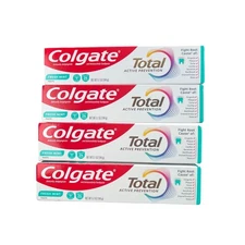 4 Pack Colgate Total Active Prevention Fresh Mint Toothpaste 5.1 oz Anticavity