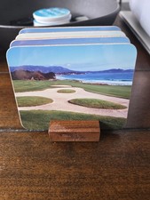 PEBBLE BEACH GOLF COURSE COASTER SET WITH DISPLAY STAND