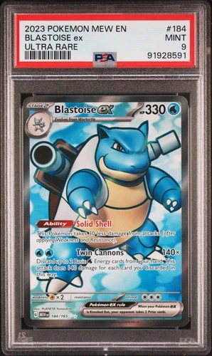 2023 POKEMON MEW EN-151 ULTRA RARE #184 BLASTOISE EX PSA 9