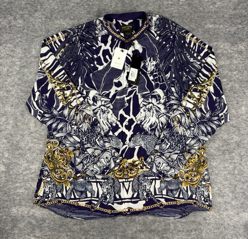 NWT Hotel Franks by Camilla Shirt Mens L Giraffe Mandarin Collar Big Cat Loud - Picture 1 of 7