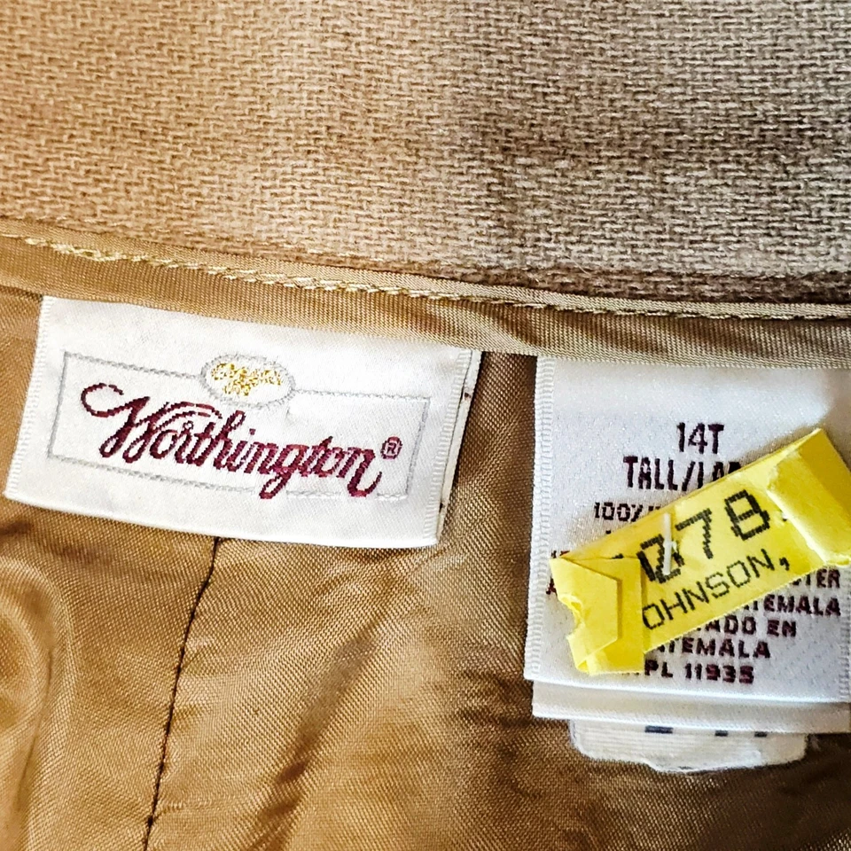 Pantalón de Colección Worthington Marrón Tostado Lana Cintura Alta Cónico Para Mujer 14T Alto 3718 Foto 3 de 4