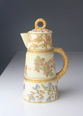 Antique Royal Worcester Porcelain 1047 Reg. # 17049 8'' Tall Pitcher Jug w/ Lid