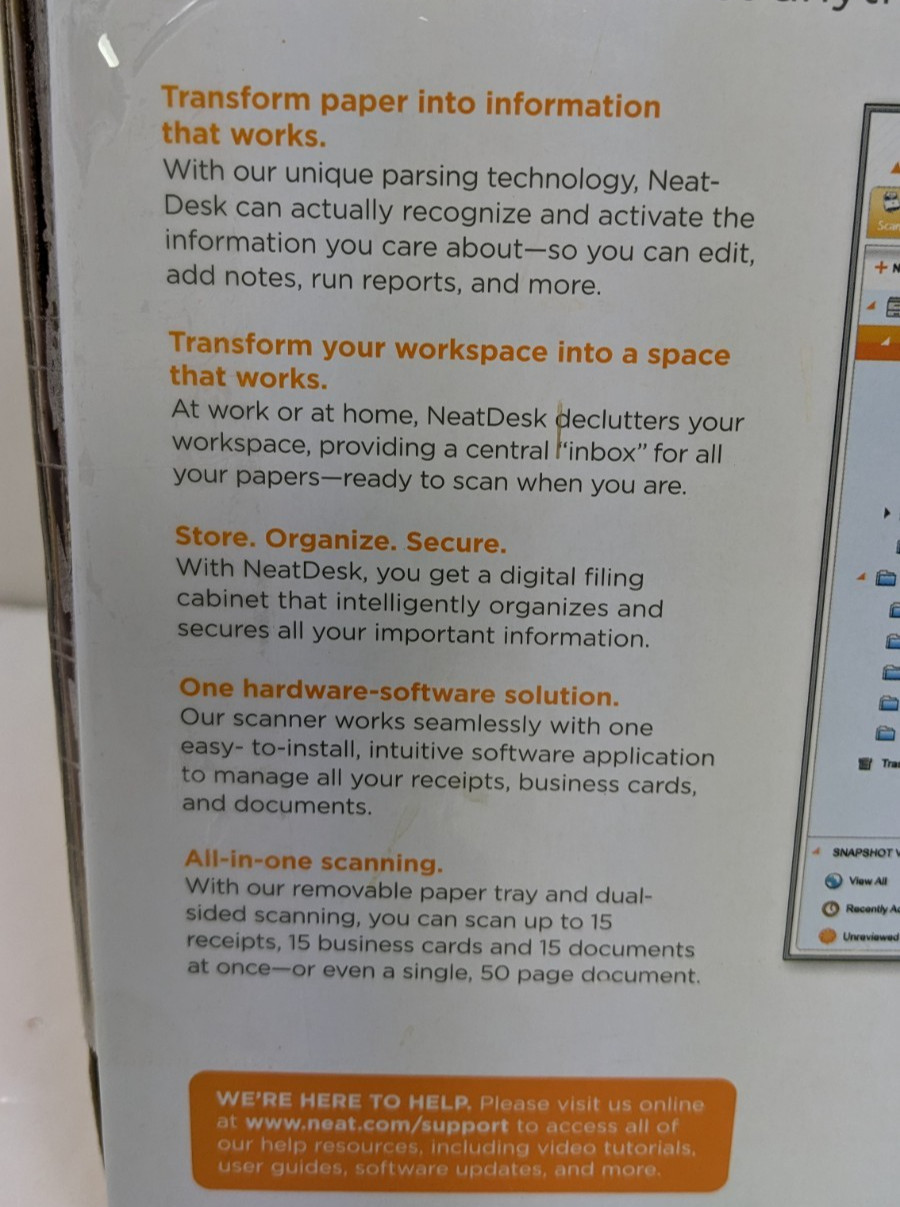 Neat Desk Desktop Scanner & Digital Filing System ND-1000, New Open Box, Windows