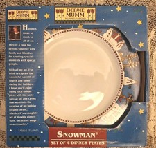 Set Of 4 NEW Sakura Snowman Debbie Mumm Plates 10.75  Dinner Plate 11  