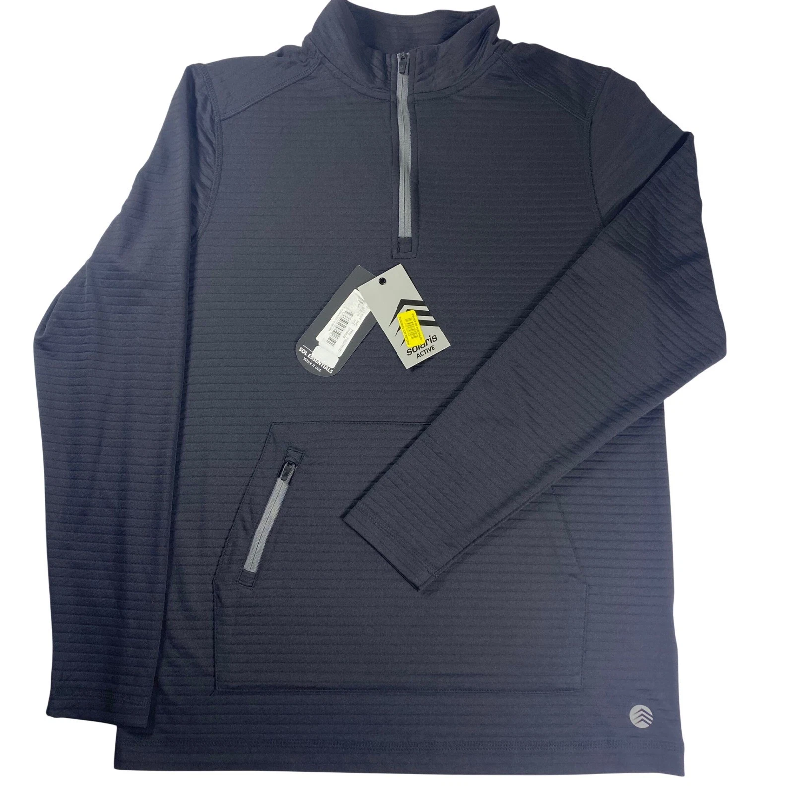 Solaris Active Men's Black Textured Quarter Zip Pullover Athletic Shirt Size S