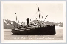 SS Columbia At Seward Alaska Passenger Steamship RPPC Postcard