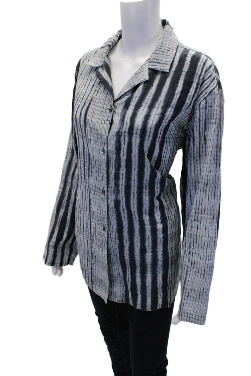 John Patrick Womens Button Front Collared Tie Dye… - image 3