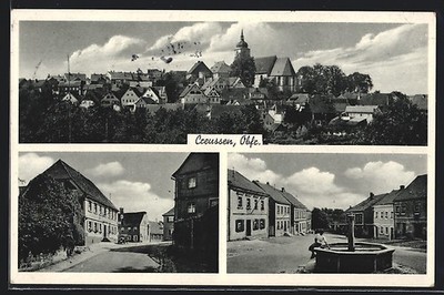 Creussen, Totalansicht, Straßenpartie, Marktplatz, Ansichtskarte 