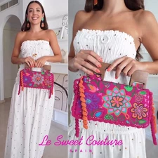 ZARA WOMAN NWT SS25 FUCHSIA EMBROIDERED FLOWER BAG 4751/018/630