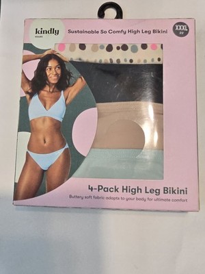 Kindly Yours Women's XXXL (22) High Leg 4-PACK So Comfy Bikini Panties