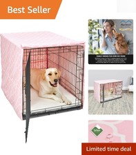 Large Dog Crate Cover 42-Inch with Teflon Fabric Protector - Pink Designer Style