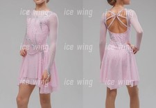 Ice Figure Skating Dress Elasticity Competition Skating Jeweled pink