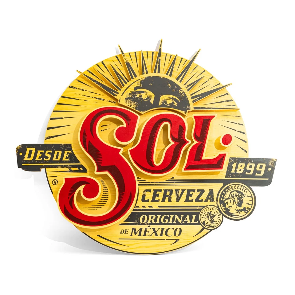Sol Bier Echtholz LED Leuchtreklame Leuchtwerbung "Cerveza 1899"      - Bild 2 von 4