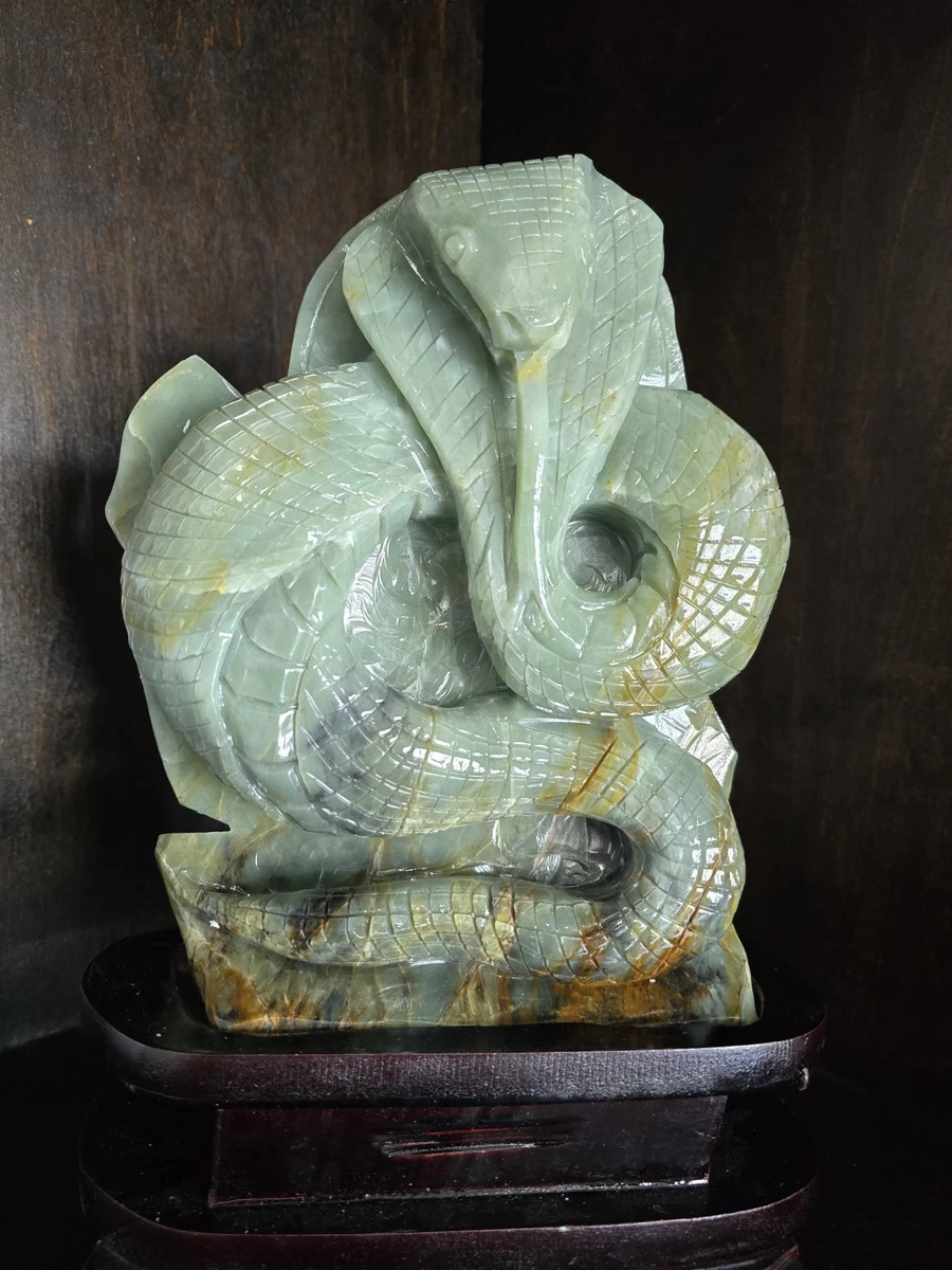 翡翠の蛇の彫刻 蛇翡翠中国风雕像、雕像| eBay