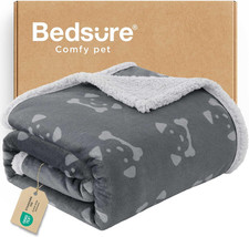 Waterproof Dog Blankets for Large Dogs - Soft Print Sherpa Fleece Pet Cat Blanke