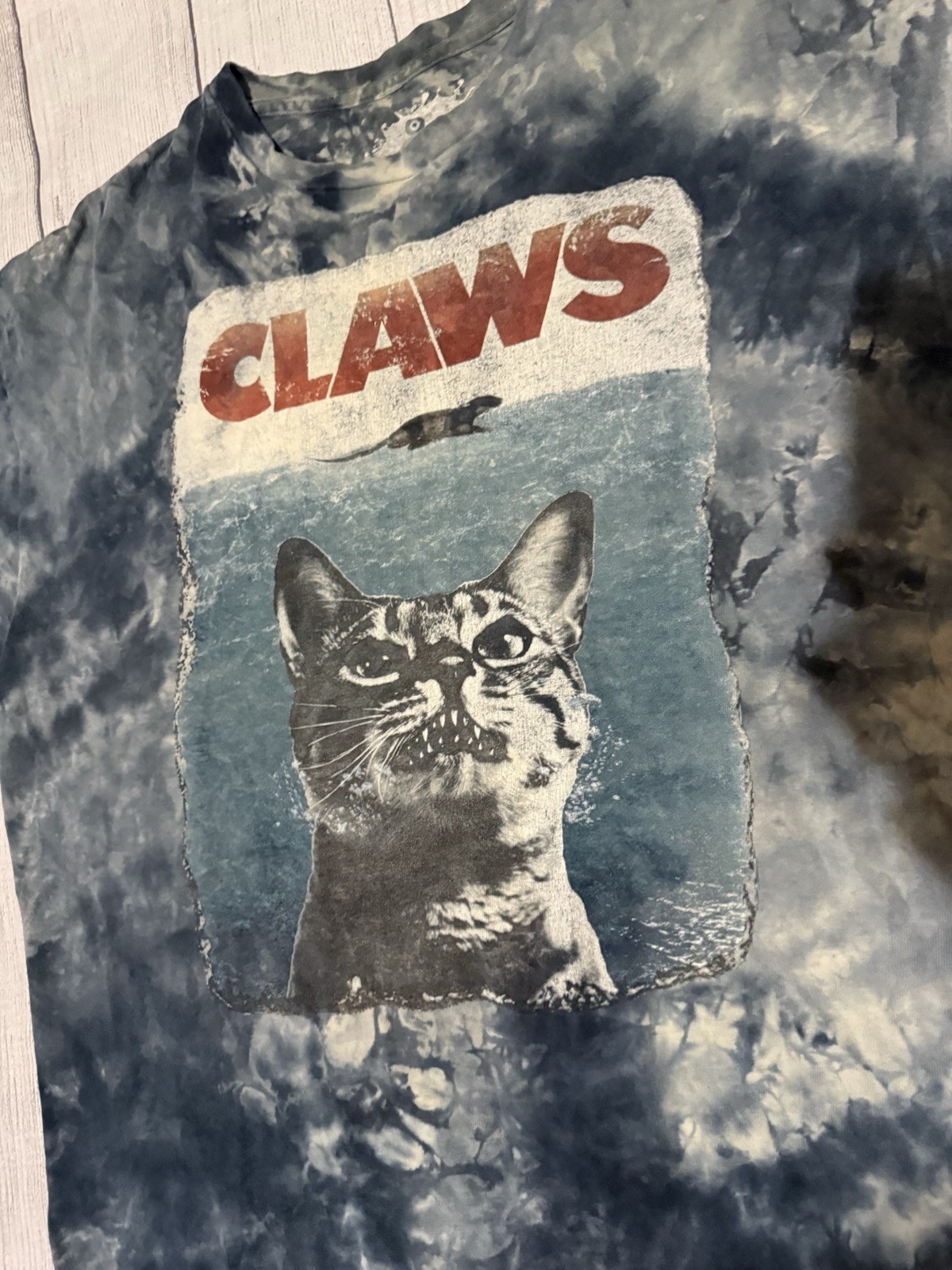 Rare Vintage ODM Claws Cat Tie Dye T-Shirt Men’s Size XL Jaws Parody