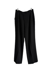 Vtg Escada Black Wool Pleated High Waist Trousers Pants Size 40 US 12 