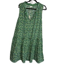 NWT Max Studio Boho Peasant Ruffled Sleeveless Dress Green Floral Women’s Sz 2X