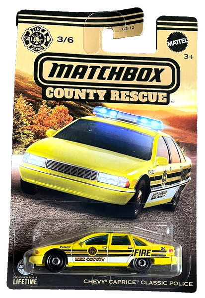 Matchbox '94 Chevy Caprice Police 3/6 County Rescue 2024 1:64 Modellauto Polizei-image