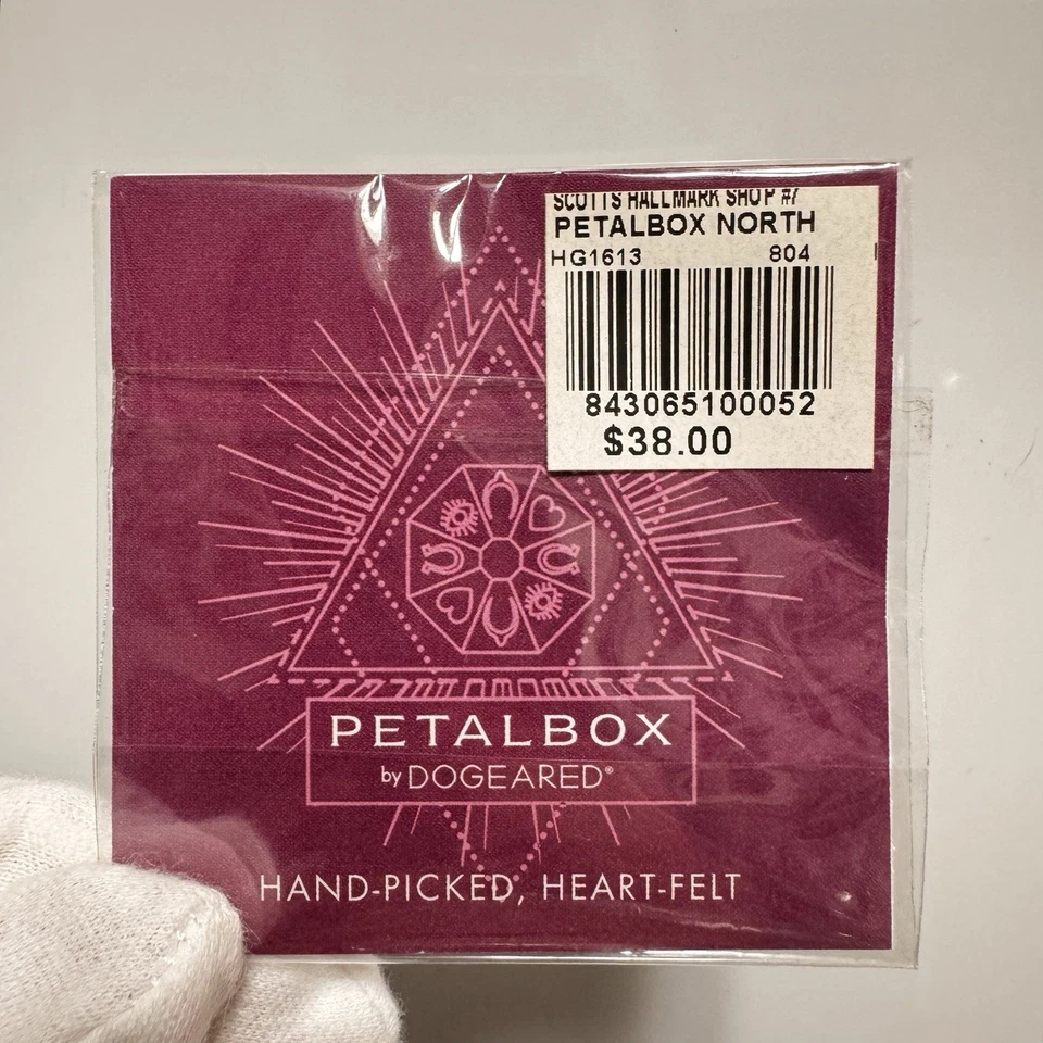 Dogeared PetalBox Plata de Ley 14 Chapado en Oro Estrella del Norte Brújula Ficha Colgante Foto 2 de 3