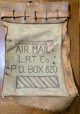 Vintage 40s U.S. Lincoln Rochester Trucking Co Leather Canvas Air Mail Bag.