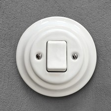White Porcelain 1-Gang Two-Pole Wide Rocker Switch Flush Mount