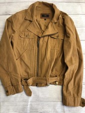 Frye Jacket Womens Large Brown Canvas Belted ...
