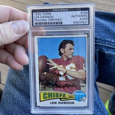 1975 Topps - Len Dawson #120 Authentic Auto Kansas City Chiefs