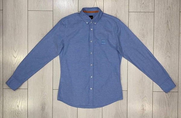 Men Hugo Boss Shirt Blue Cotton 38 / M / 46 #5E7G